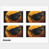 Stickers Rectangle d'Halloween/Corbeau et Lune (Feuille)
