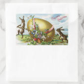 Stickers Rectangle d'Oeufs de Pâques et lapins vin (Sac)