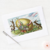 Stickers Rectangle d'Oeufs de Pâques et lapins vin (Enveloppe)