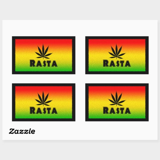 Stickers Rectangle feuille rastafarienne reggae (Feuille)