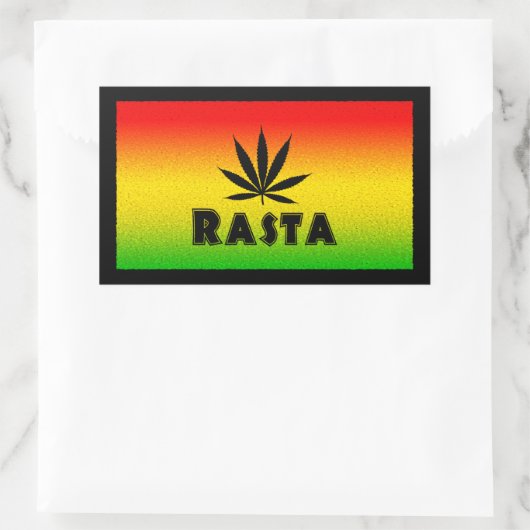 Stickers Rectangle feuille rastafarienne reggae (Sac)