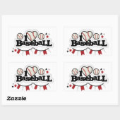 Stickers Rectangle/I Love Baseball (Feuille)