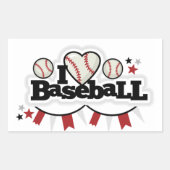 Stickers Rectangle/I Love Baseball (Devant)