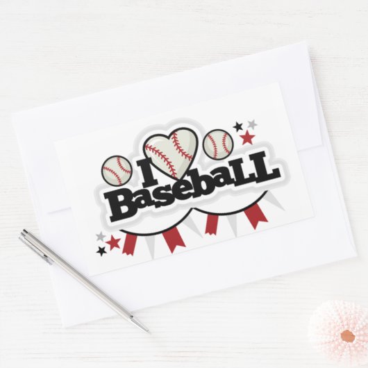 Stickers Rectangle/I Love Baseball (Enveloppe)