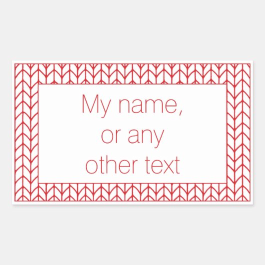 Stickers Rectangle KNIT DE LIGNE ROUGE + Texte (Devant)