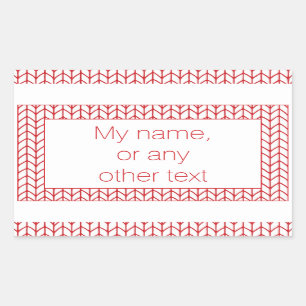 Stickers Rectangle KNIT DE LIGNE ROUGE + Texte