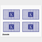 Stickers Rectangle KNIT EN LIGNE BLEUE + Initiale (Feuille)