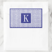 Stickers Rectangle KNIT EN LIGNE BLEUE + Initiale (Sac)