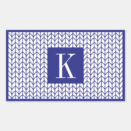 Stickers Rectangle KNIT EN LIGNE BLEUE + Initiale (Devant)