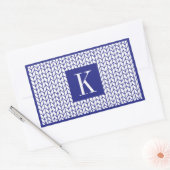 Stickers Rectangle KNIT EN LIGNE BLEUE + Initiale (Enveloppe)