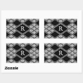 Stickers Rectangle KNIT JACQUARD NOIR + Initiale (Feuille)