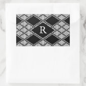 Stickers Rectangle KNIT JACQUARD NOIR + Initiale (Sac)