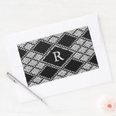 Stickers Rectangle KNIT JACQUARD NOIR + Initiale (Enveloppe)