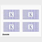 Stickers Rectangle LIGNE BLEUE + Initiale (Feuille)