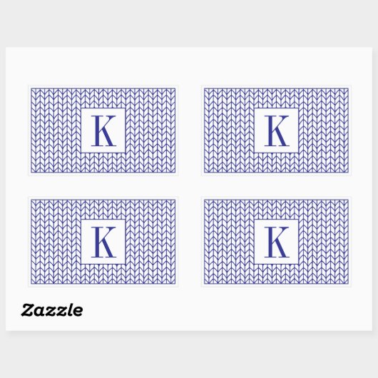 Stickers Rectangle LIGNE BLEUE + Initiale (Feuille)