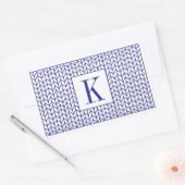 Stickers Rectangle LIGNE BLEUE + Initiale (Enveloppe)