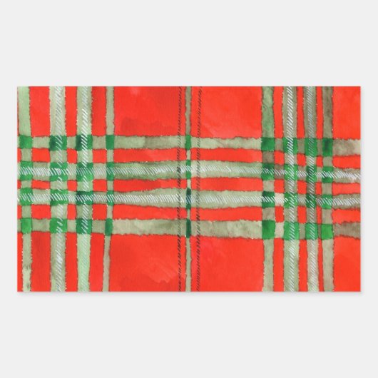 Stickers rectangle TARTAN SCOTT ROUGE (Devant)