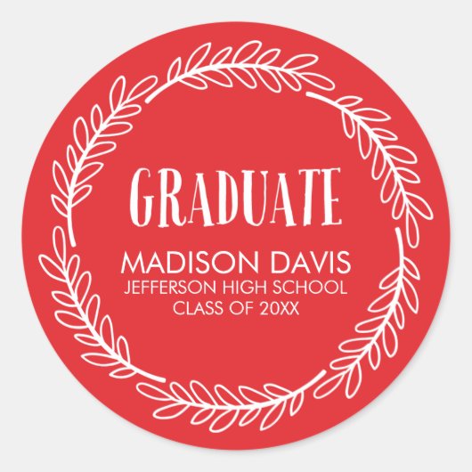 Stickers Red and White Wreath Graduation (Devant)