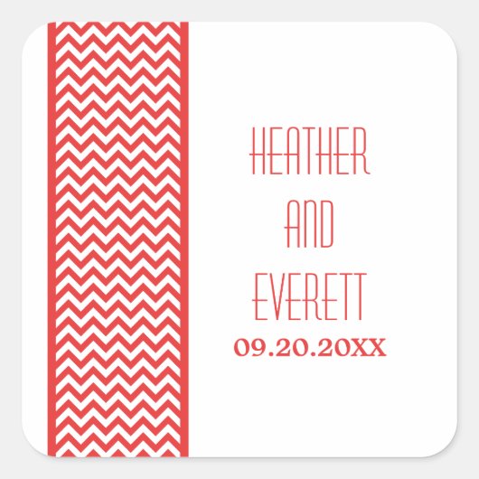 Stickers Red Chevron Border Wedding (Devant)