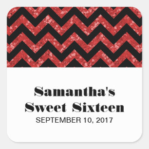 Stickers Red Chevron Parties scintillant Sweet 16