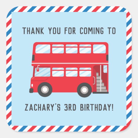 Stickers Red Double Decker London Bus Party (Devant)