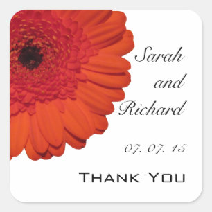 Stickers Red Gerber Daisy Merci de mariage favori
