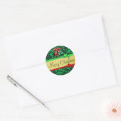 Stickers Red Green Gold Merry Christmas Bows (Enveloppe)