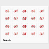 Stickers Red Monogram Wedding Favor (Feuille)
