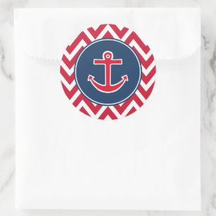 Stickers Red Nautical Ancre Party