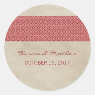 Stickers Red Rustic Mariage damassé