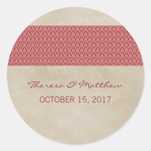 Stickers Red Rustic Mariage damassé (Devant)
