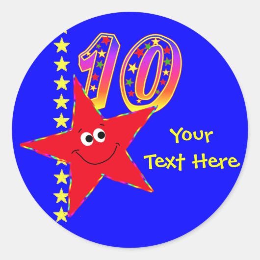 Stickers Red Star 10th Birthday (Devant)