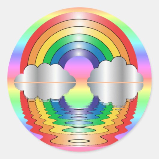 Stickers Réflexion arc-en-ciel et nuages (Devant)