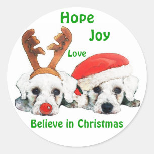 Stickers Reindeer Antlers Santa Hat Schnauzers
