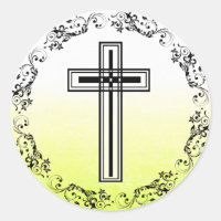 Stickers religieux Croix Jaune et Noire