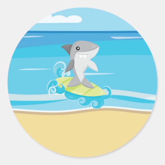 Stickers requin, Sticker rond classique été (Devant)