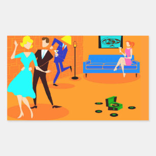 Stickers Retro Cartoon Cocktail Party