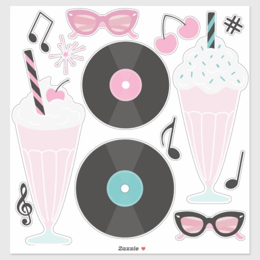 Stickers Retro Diner 1950 - Sock Hop Rock and Rol (Feuille)