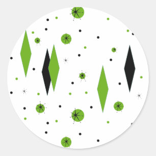 Stickers Retro Green Diamonds & Starburst