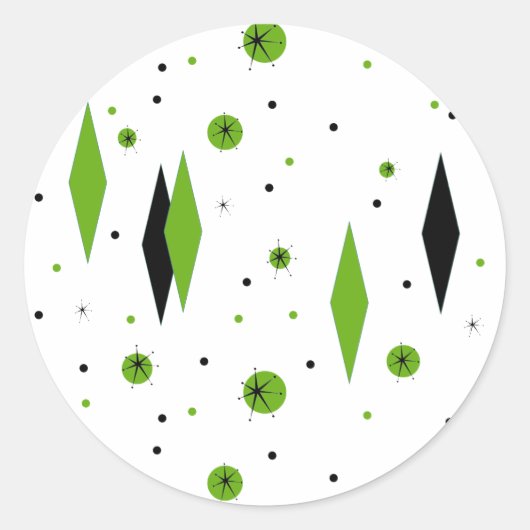 Stickers Retro Green Diamonds & Starburst (Devant)