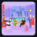 Stickers Retro Tropical Christmas Party<br><div class="desc">Ces stickers Retro Tropical Christmas Party sont assez festifs pour égayer les perspectives de vacances de n'importe qui ! Le dessin animé présente le type de fête de Noël extrêmement sophistiqué qui n'est normalement visible que dans les films de Noël des années 1960. Un salon moderne du milieu du siècle...</div>
