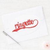 Stickers Ringette Oval - Rouge cursive (Enveloppe)