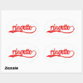 Stickers Ringette Oval - Rouge cursive (Feuille)