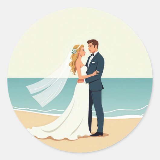 Stickers Romance Mariage Plage (Devant)