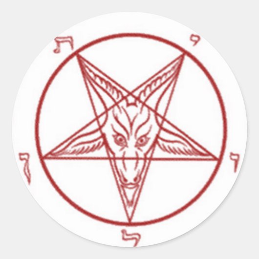 Stickers rond Bahpomet pentagram (Voorkant)