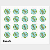 Stickers Rond Dinosaure Vert (Feuille)