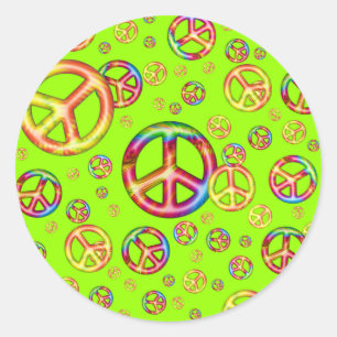 Stickers Rond Out-Neon pour enfants fous - Paix