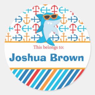 Stickers Rond Personnalisés de Shark Retour à l'éc