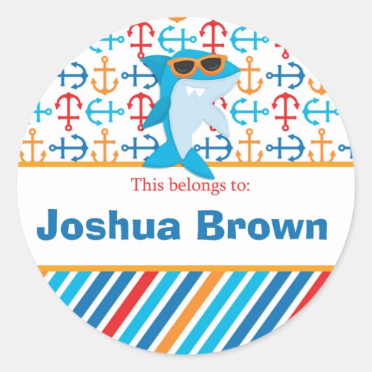Stickers Rond Personnalisés de Shark Retour à l'éc (Devant)