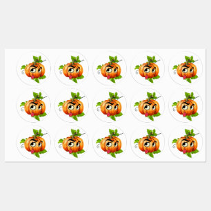 Stickers ronde Halloween - Drôle visage Citrouille